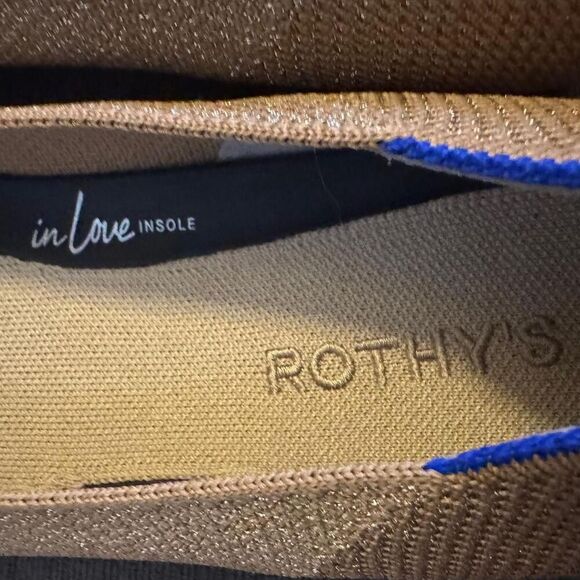 Rothy’s Women’s Size 12 Ballet Flats Metallic Gold Round Toe Eco Knit Shoes - Picture 6 of 8